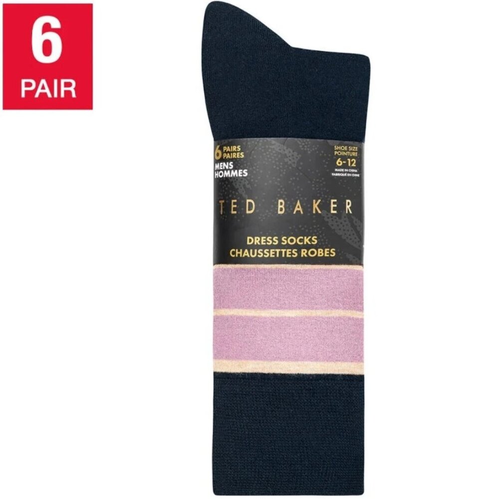 Ted Baker Men's Dress Sock, 6-pair New with Tags, Blue color Pack